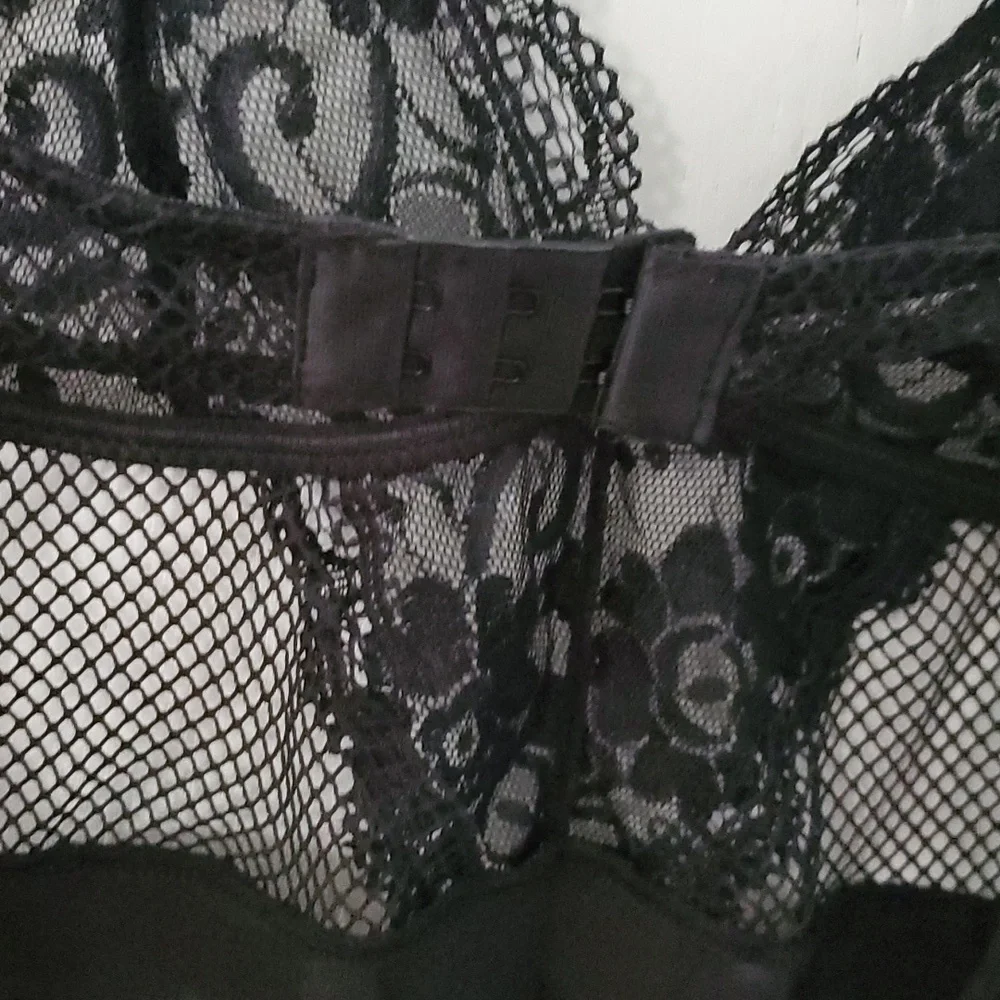 BLACK LINGERIE SIZE MEDIUM, TIE BACK, ONE PIECE lace babydoll - Picture 5 of 14